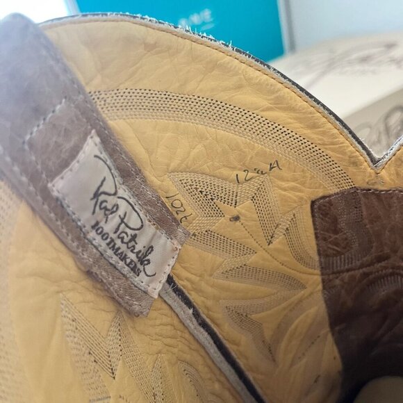 Rod Patrick Mens Cowboy Boots 12.5A Antique Mocha Bison Brown Western Blunt Toe - Picture 9 of 13